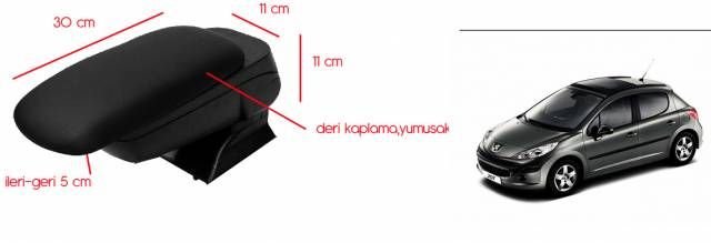 M-COMFORT PEUGEOT 207 SİYAH 4 Fonksiyonlu Kolçak 30c016