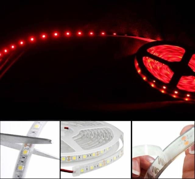 ModaCar KIRMIZI 5 MT LED Şerit Silikon Korumalı Su Geçirmez 37a020