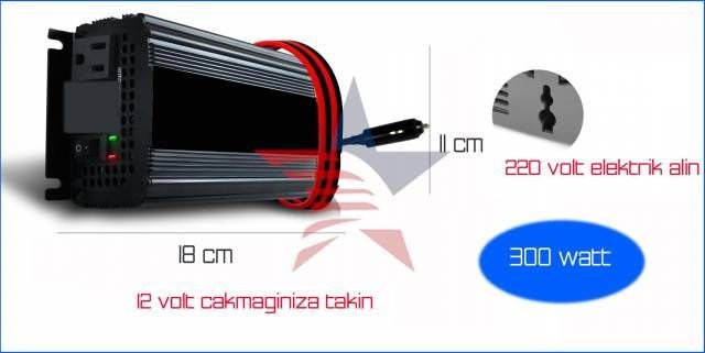 Linetech 300 W 12 Volttan 220 Volt Çıkış Dönüştürücü 661211