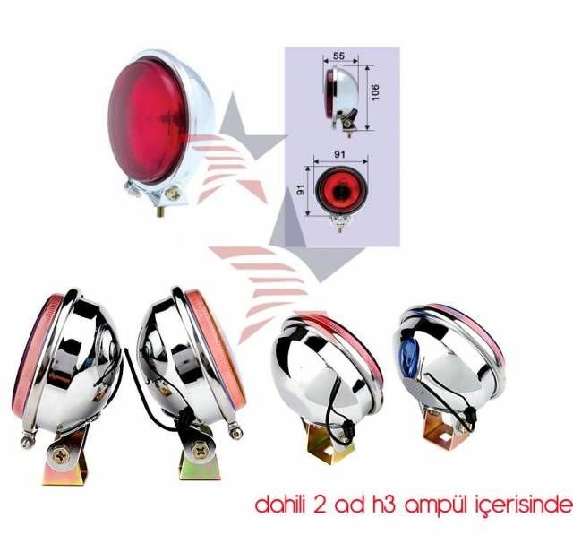 ModaCar KIRMIZI CAM Nikelaj Arka Yüzey Sis Lambası SAĞ/SOL 501407k