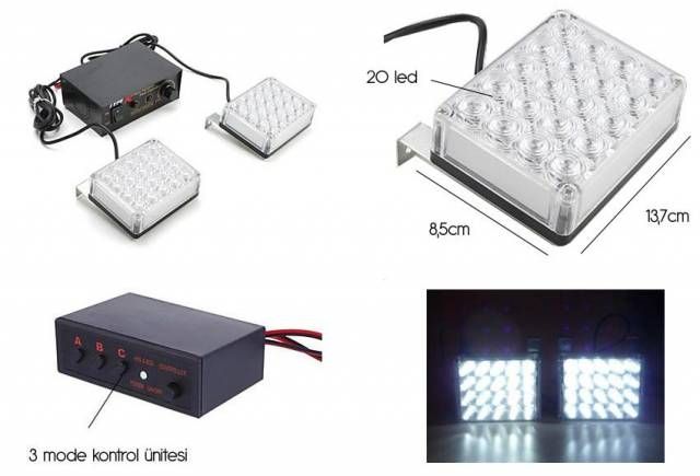 ModaCar 40 Ledli DİKDÖRTGEN BEYAZ-BEYAZ 37a057