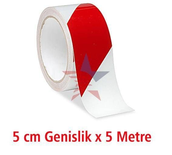 MODACAR Çarpraz Fosfor Reflektiv Bant 5 cm x 5 mt Beyaz Kırmızı 540032