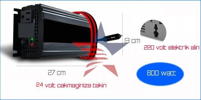 Linetech 600 W 24 Volttan 220 Volt Çıkış Dönüştürücü 661237