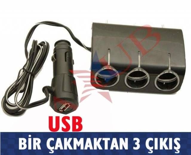 ModaCar USB ÇIKIŞLI 1 Çakmaktan 3 +1 Çıkış Çakmak Çoklayıcı Soket 24 VOLT 33b012