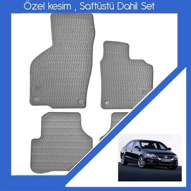 ModaCar VW Passat B6 Kasa 2005-2011 Arası GRİ Sabitlemeli Paspas Seti 38r005