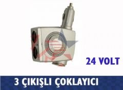 ModaCar 1 Çakmaktan 3 Çıkış Çakmak Çoklayıcı Soket 24 VOLT 33b007