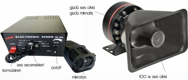 ModaCar 100 Watt 8 Sesli ANA ÜNİTELİ Mikrofonlu Polis Sireni 460003