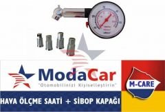 ModaCar Hava Ölçme Saati + Nikelajlı Sibop Kapağı Set ! 57a012