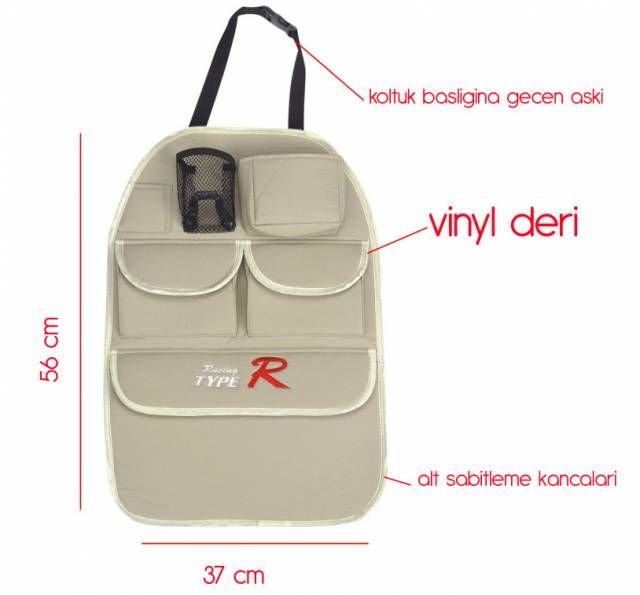 ModaCar BEJ-DERİ 6 Bölmeli Koltuk Arkası Organizer 431129