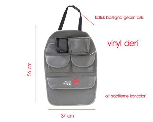 ModaCar GRİ-DERİ 6 Bölmeli Koltuk Arkası Organizer 431128