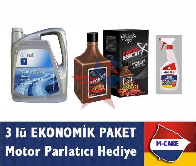 GM 10W/40 Benzinli 4 Lt Motor Yağı + Nano Bor-X Nano BOR ELMAS Tozu Yağ Katkısı EKONOMİK SET 65c006