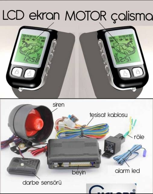 Cyclone MOTOR ÇALIŞTIRMA ÖZELİKLİ Xskinz LCD Ekranlı Oto Alarm Sistemi 34a038