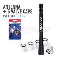 Sparco Corsa High Definition Siyah Anten Çubuğu + 5 Kilitli Sibop Kapağı SPC1417