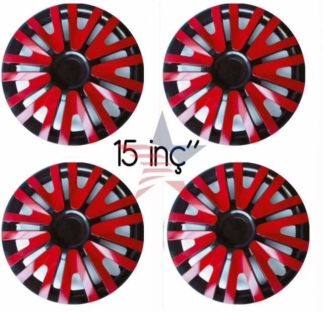 Transformacion 15 İnç KIRMIZI+SİYAH 4 lü Jant Kapağı Set 26ak50115